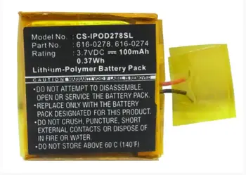 Cameron Sino 100mAh baterie pentru APPLE iPOD Shuffle G2 1GB G3 616-0274 616-0278 MP3, MP4, PMP Baterie