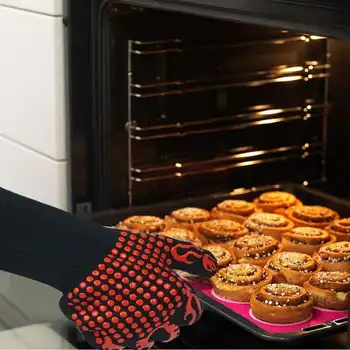 1-bucata Rezistente la Căldură Gros de Silicon de Gătit de Copt BARBECUE Manusa Gratar Cuptor Mănuși cu un deget Mănuși de Spălat Vase ustensile de Bucătărie
