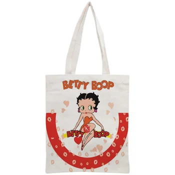 Personalizat Betty Boop Panza de Bumbac Pungi de Cumpărături 30x35cm Tote Sac Reutilizabil Geantă de mână de Femei Umăr Pungă Pânză Pliabil