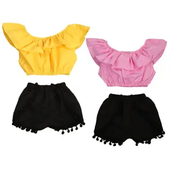 Casual Streetwear fără Mâneci 2 BUC pentru Copii Copilul Fetita Costum de Haine de Vară Rezervor de Top Vesta+pantaloni Scurți Pantaloni Set