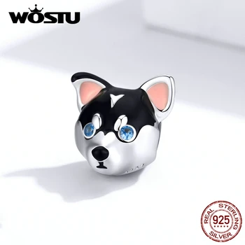 WOSTU Argint 925 Fix Clip de Luare de Bijuterii câine husky Original se Potrivesc Farmecul Brățară Dop de Blocare Margele 2020