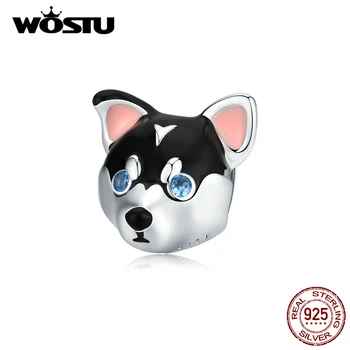 WOSTU Argint 925 Fix Clip de Luare de Bijuterii câine husky Original se Potrivesc Farmecul Brățară Dop de Blocare Margele 2020