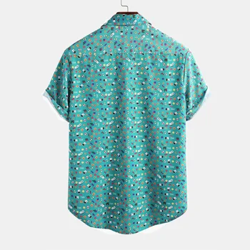 Beach Shirt pentru Bărbați Anglia stil Print Floral camisas Maneci Scurte Rever Gat Buton de Agrement Hawaiian Tricouri Barbati Streetwear