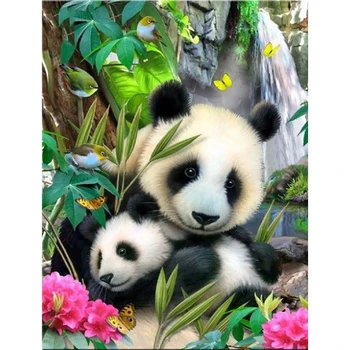 DIY Diamant Broderie Două Lovely panda Full Pătrat/Diamant rotund Tablou goblen Kit Mozaic Decor Acasă