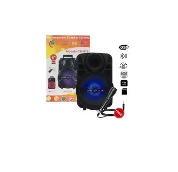 Difuzor portabil CH-812 Bluetooth putere 40W cu lumini USB Radio FM MP3 Audio card tf-telecomanda si microfon