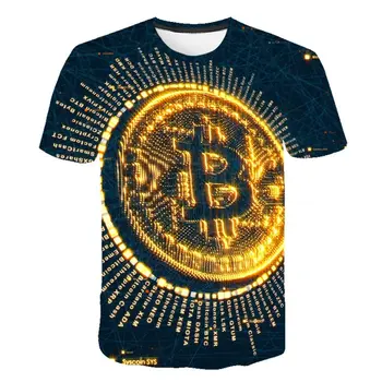 2020 explodează comerț exterior bărbați bitcoin (Bitcoin) 3D imprimate cu mânecă scurtă de vară pentru bărbați T-shirt