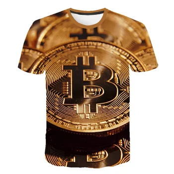 2020 explodează comerț exterior bărbați bitcoin (Bitcoin) 3D imprimate cu mânecă scurtă de vară pentru bărbați T-shirt