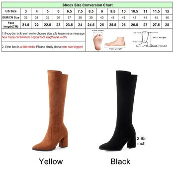 Meotina De Iarnă Cizme Pentru Femei Cu Toc Gros Cizme A Subliniat Toe Cizme Cu Fermoar Doamnelor Pantofi Lungi Maro Negru Dimensiuni Mari 33-46