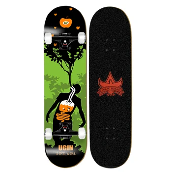 MS103 Incepator Skateboard 79cm/31in Rusia lemn de Artar Punte de Calificare Dublu Rocker Skate Board Patru roți băiat și fată Adulți bord