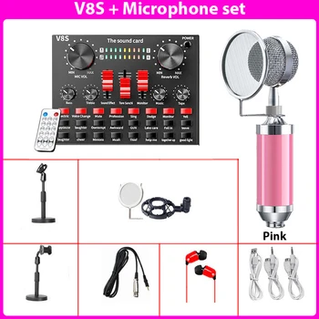 V8-urile Audio Mixer Microfon bluetooth Suport de Difuzare în Direct placa de Sunet Căști Karaoke KTV DJ DSP Telefon Computer USB, 3.5 mm Sticla