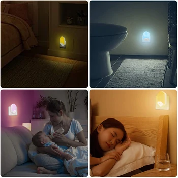 2 buc Portabil Estompat LED Lampă de Noapte Mini RGB Senzor de Lumină de Control Coridor Plug Lumini Inteligente de Urgență, Luminile de Noapte