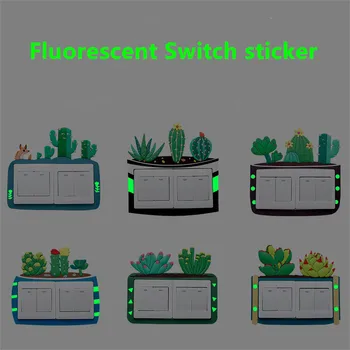 Cactus Camera Copiilor Decor Fluorescente Perete Silicon On-off Comutator Dublu Luminos Întrerupător Priză de Desene animate 3D Autocolant