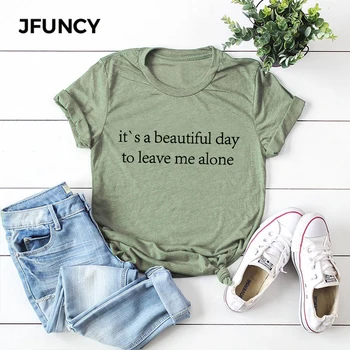 JFUNCY Plus Dimensiune de Vara tricouri Femei din Bumbac Tricou Scrisoarea Imprimate Femeie Tricou Maneci Scurte Topuri Largi de sex Feminin Tricou