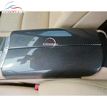 Fibra de Carbon de Culoare Mașina de Centru Cotiera Cutie cu Capac de Protectie Auto Seat Brațul Restul Cutie cu Capac Pentru BMW Seria 7 F01 F02 09-15