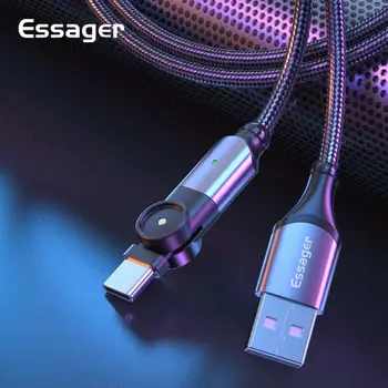 Essager Roti USB de Tip C Cablu Pentru Samsung Xiaomi Încărcare Rapidă USB-C USBC Cablul de Sârmă Încărcător de Tip C, Telefon Mobil, Cablu de Date