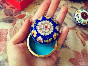 En-gros de 6 buc 6.5 cm Nouă Tradiție Chineză Manual Cloisonne Florale Pulbere Caz Box Cutie de Bijuterii Drăguț