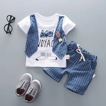 Copilul Baieti Domn Arc T-shirt, Bluze, pantaloni Scurți Pantaloni Costume de Haine Set baietel Haine Casual Drăguț Copil din Bumbac