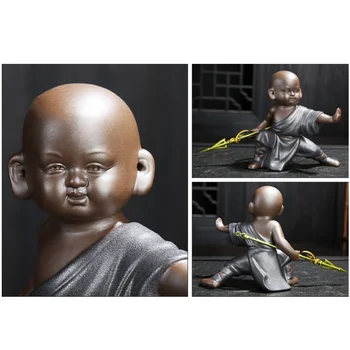 Kung fu monk mic statuie a lui Buddha din ceramică acasă decorare accesorii de ceai Chinezesc set de sculptura statuie a lui Buddha cel mai frumos cadou pe Meserii