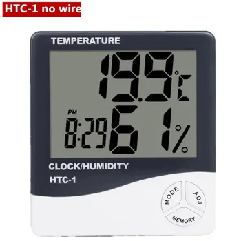 Digital de Temperatură și Umiditate Metru Electronic LCD Interioară în aer liber Termometru Higrometru Stație Meteo cu Ceas HTC-1 HTC-2 30%off