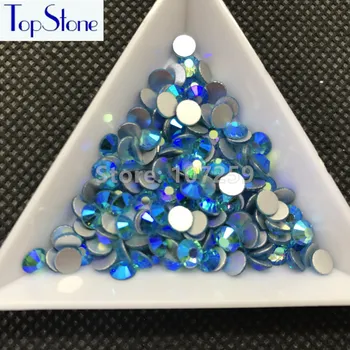TopStone Aquamarine AB Culoare ss3-ss30 Rotund Geam Cristal Flatbacks Nail Art 3D Pietre Lipici Pe Non Hotfix cu Strasuri