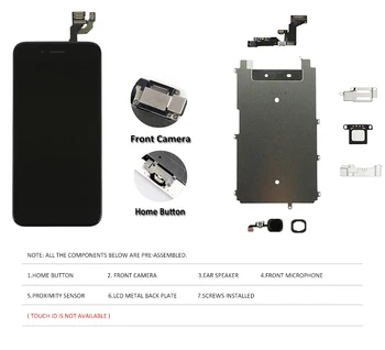 AAA Plin de Asamblare Ecran LCD pentru iPhone 6 Plus 6P Ecran LCD Tactil Digitizer Inlocuire Pantalla cu Butonul Home Camera A1549