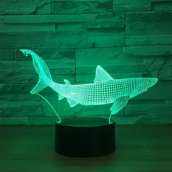 Noi Rechin 3D LED Unelte de Pescuit în Termen de Pește Lampă de Masă Home Decor Petrecere 7 Culori Schimbă Lumina de Noapte Patul de Somn Lumina Decor