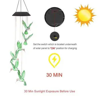 Floarea Soarelui Creative Vânt Clopot Agățat Lumina Șir De Lumini Solare-Alimentat De Modă În Aer Liber Chime Vânt Lumina Impermeabil Colibri