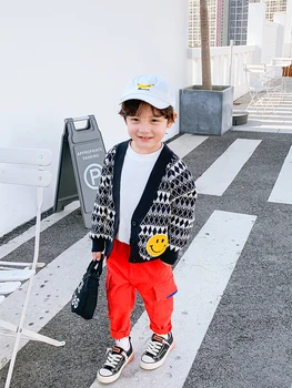 Copilul V-neck Cardigan Baieti coreean Valul de Îmbrăcăminte pentru Copii pentru Copii de Vest Stil Pulover Copii Toamna Pulover Nou