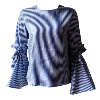 Femei Bluza Noua Epocă Tricouri Timp Flare Sleeve Tricou cu Dungi Bowknot Topuri blusas mujer de moda Plus Dimensiune