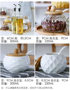 Bucătărie Condimente Rezervor de sticlă tip sertar Sare rezervor de bambus Cutie de raft Ceramice sticla de ulei de stocare borcan din ceramica canistre
