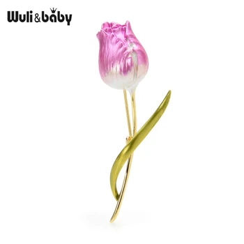 Wuli&copilul Nou Email Tulip Broșe Pentru Femei Clasic de Flori Nunti Petrecere la Birou Ace de Brosa, Cadouri de