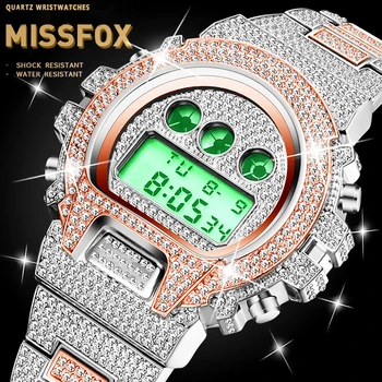 Ceas Sport Barbati MISSFOX Digital Gshock Ceas Pentru Bărbați Luminos Rose Gold Ceas de mână pentru Bărbați Stil Lux Sport Oprire Ceas Cadou Barbati