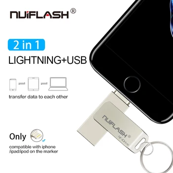 USB Flash Drive Pentru iPhone X/8/7/7 Plus/6/6s/5/SE/ipad 2 IN 1 Pen Drive Memory Stick 16GB 32GB 64GB 128GB Pendrive usb 2.0