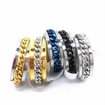 MIXMAX 30buc spinner Ring Bărbați Femei lanț din oțel inoxidabil 5 culori amestecate decor elegant deget inelul de lux Bijuterii