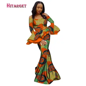 2020 Africane Fusta Seturi pentru Femei Dashiki Bazin Riche Mozaic 2 Bucati de Seturi de Flori Volane Africane Tradiționale de Îmbrăcăminte WY2351