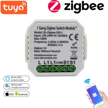 Tuya ZigBee, Wifi Smart Light Switch Întrerupător Modul 1Way Inteligent APP Remote Control Independent Comutator Pentru Alexa de Start Google