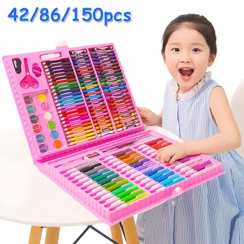 150PCS Creion Colorat Artist Kit Pictura Creion Marker Stilou Perie Instrumente de Desen Set Gradinita accesorii pentru Desen copii Gufts
