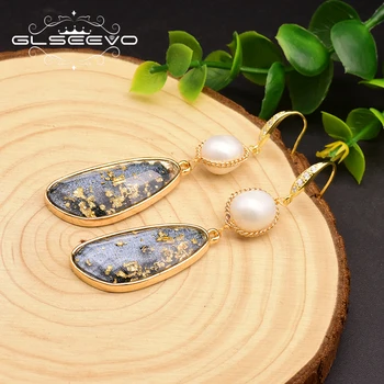 GLSEEVO Design Original Naturale de Apă dulce Perla Picătură Cercei Pentru Femeile de Nunta Handmade Christams Moda Bijuterii GE0750