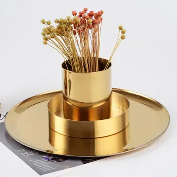 Aur, Vaza de Flori Stilou Titularul Desktop Container de Depozitare pentru Casa Birou Cilindri