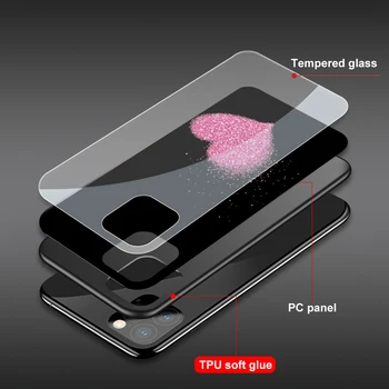 Dragoste Inima Caz Pentru iPhone 11 12 Pro Max Înapoi pentru iPhone 7 8 6 6S XS 12 Pro Max Mini X XR SE 2020 Plus Sticla Caz de Telefon