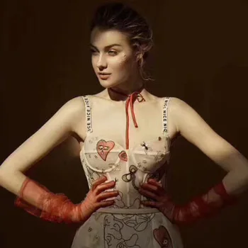 70CM mult DIY tul simplu, femeie frumoasă rochie, manusi transparente sexy mănuși