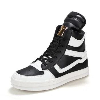 Barbati Pantofi de Înaltă Alb 2019 coreene Noi, Hip-Hop Pantofi Casual Barbati Alb/Negru Fierbinte Dantelă de Moda de Mari Dimensiuni Barbati Pantofi Mărimea 39-45