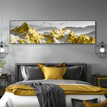 CNPAINTING Arta de Perete Tablou Canvas Print Imagine Peisaj de Munte de Aur Poster Living Decor Acasă Nici un Cadru