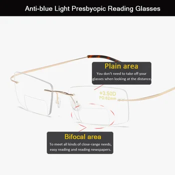 Iboode Aliaj Progresive, Bifocale Ochelari de Citit Bărbați Femei Anti Blue Ray de Aproape și de Departe Vedere Presbyopic Ochelari Dioptrii +1.0 1.5