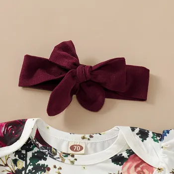 Îmbrăcăminte Pentru Copii Set Toddler Fete Haine Rochii Cu Maneci Lungi Floral Romper Body+Suspensor Fuste Costume Ubranka Dla Niemowlat