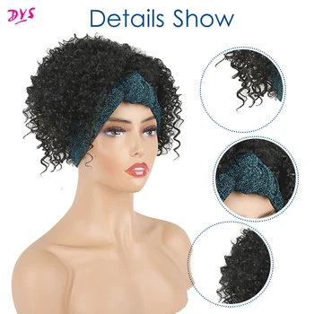 Cordon Headwrap Peruca Sintetica Scurt Pervers Cret Turban Wrap-peruca 2 in 1 Puf Afro Bentita Updo Peruca Afro-American