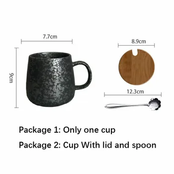 380ml retro ceramice de cafea ceasca si farfurie set creativ de cafea ceasca de ceai de după-amiază cana de birou din gresie ceașcă de cafea cu Capac Lingura