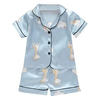 Maneci Scurte Copil Bluza Topuri+Pantaloni Scurti Pijamale Pijamale Copii Haine Copii Pijama Seturi Pentru Băieți Și Fete Desene Animate Cerb Print Set Haine