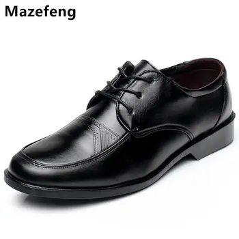 Mazefeng 2018 Primăvară Nouă de sex Masculin Pantofi din Piele Respirabil Deget de la picior Pătrat Barbati Pantofi Rochie Dantela-up de Afaceri Solid Pantofi din Piele Falts