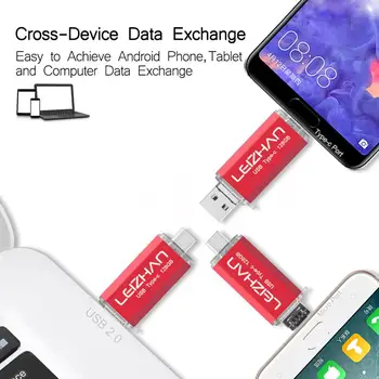 LEIZHAN C USB Flash Drive Micro Telefon Android Stick de Tip c Pendrive 128GB 64GB 32GB 16GB 8GB 4GB 3 IN 1 USB C Pen Drive